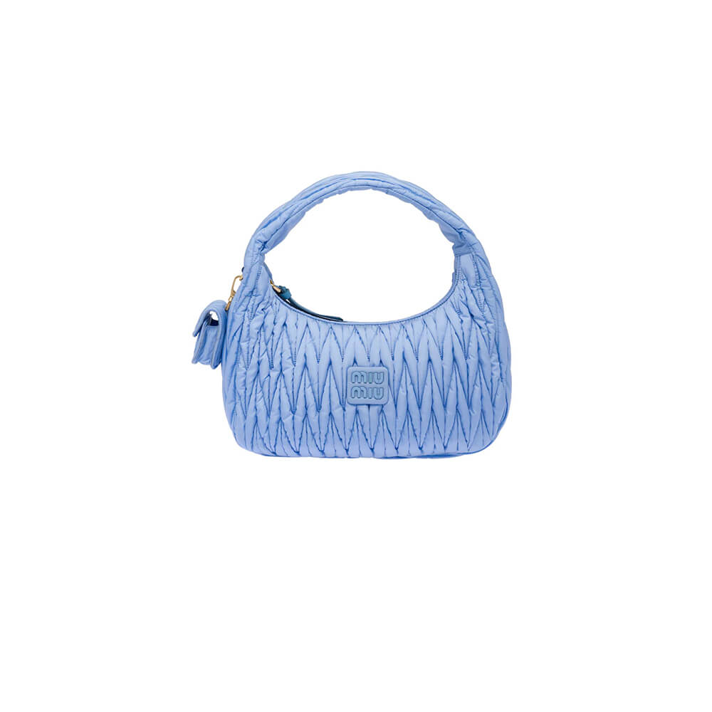 Miu Wander matelasse regenerated nylon hobo bag